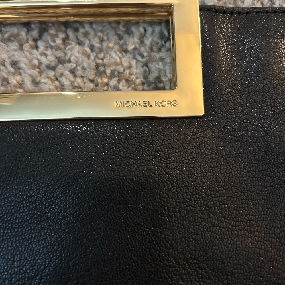 NWT Michael Kors Black Clutch with Gold Accent - Picture 2 of 5